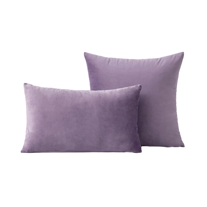 Luxury Velvet Square and Lumbar Decorative Pillow Cover Set with Concealed Zipper and Soft Microfiber Back