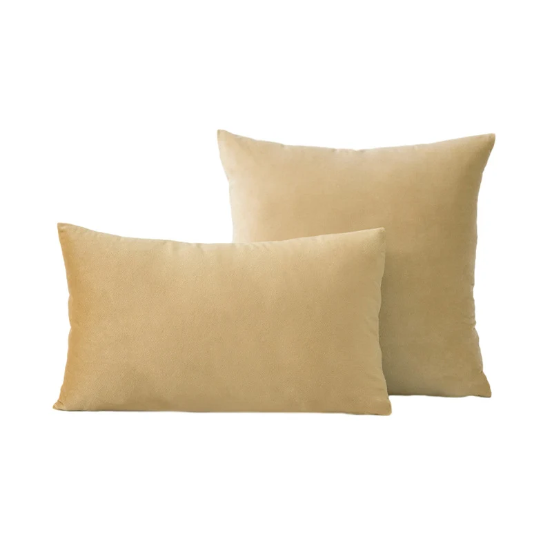 Luxury Velvet Square and Lumbar Decorative Pillow Cover Set with Concealed Zipper and Soft Microfiber Back