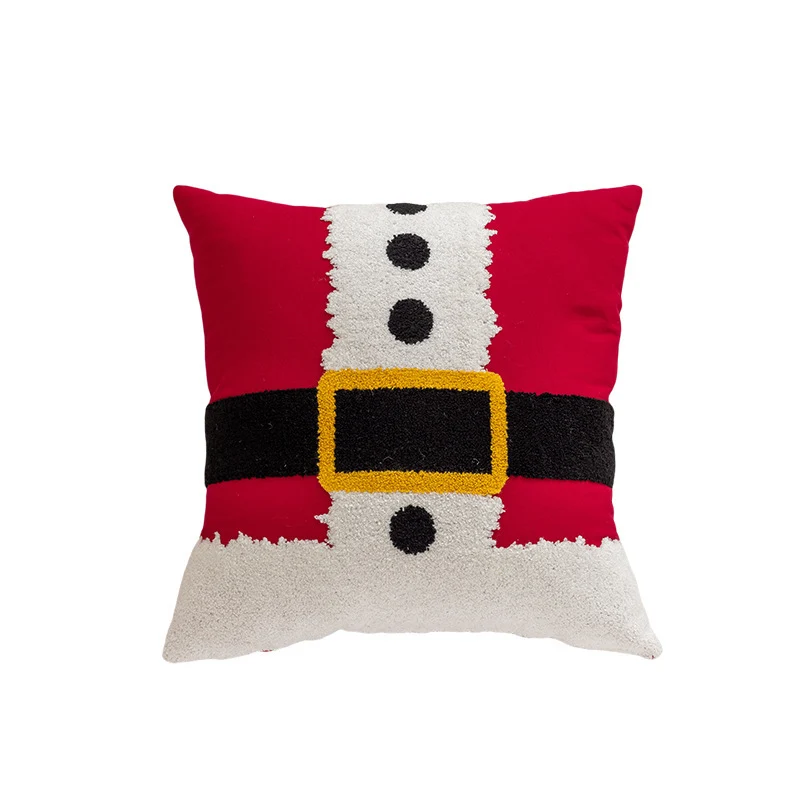 Holiday Tufted Chenille Square Throw Pillow with Raised Tree Motif and Hidden Zipper