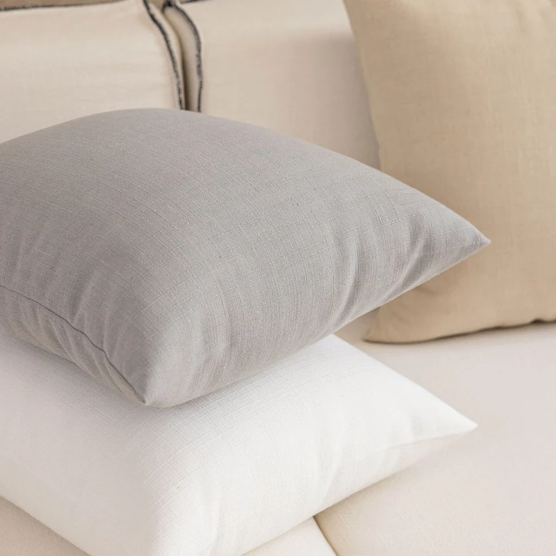 Handloom Slub-Weave Square Decorative Pillow Cover with Soft Canvas Back