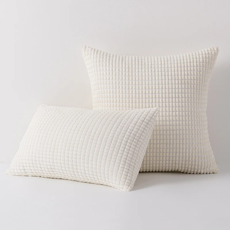 Decorative Waffle-Texture Velvet Throw Pillow Cover