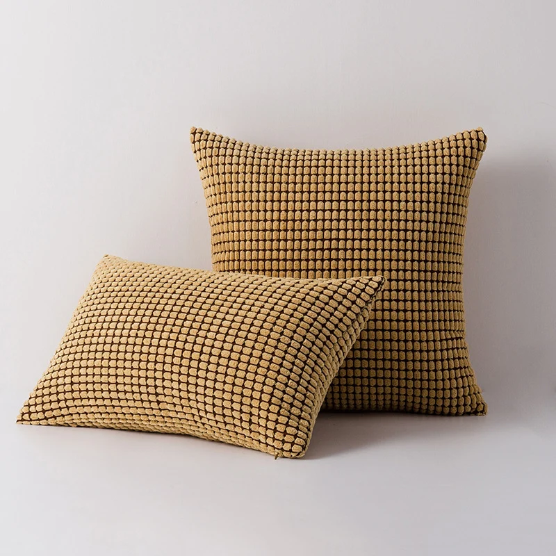 Decorative Waffle-Texture Velvet Throw Pillow Cover