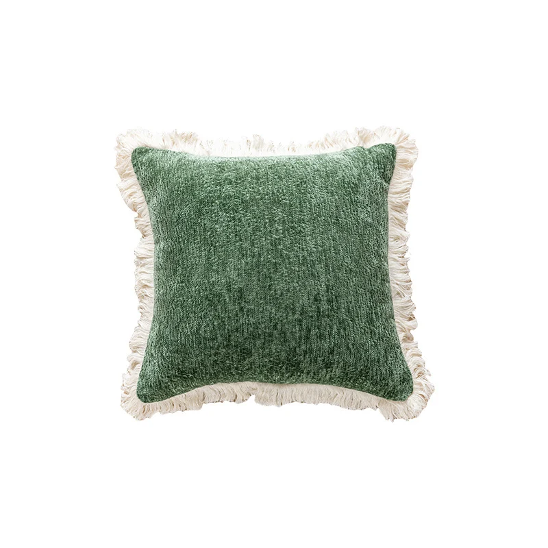 Decorative Velvet Ruffled Flange Square Throw Pillow with Plush Insert