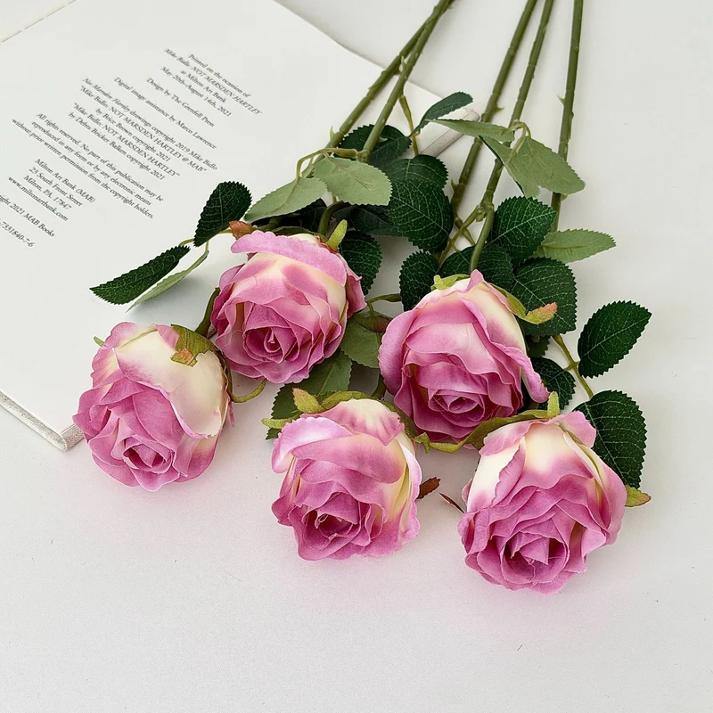 Artificial rose branch with realistic appearance
