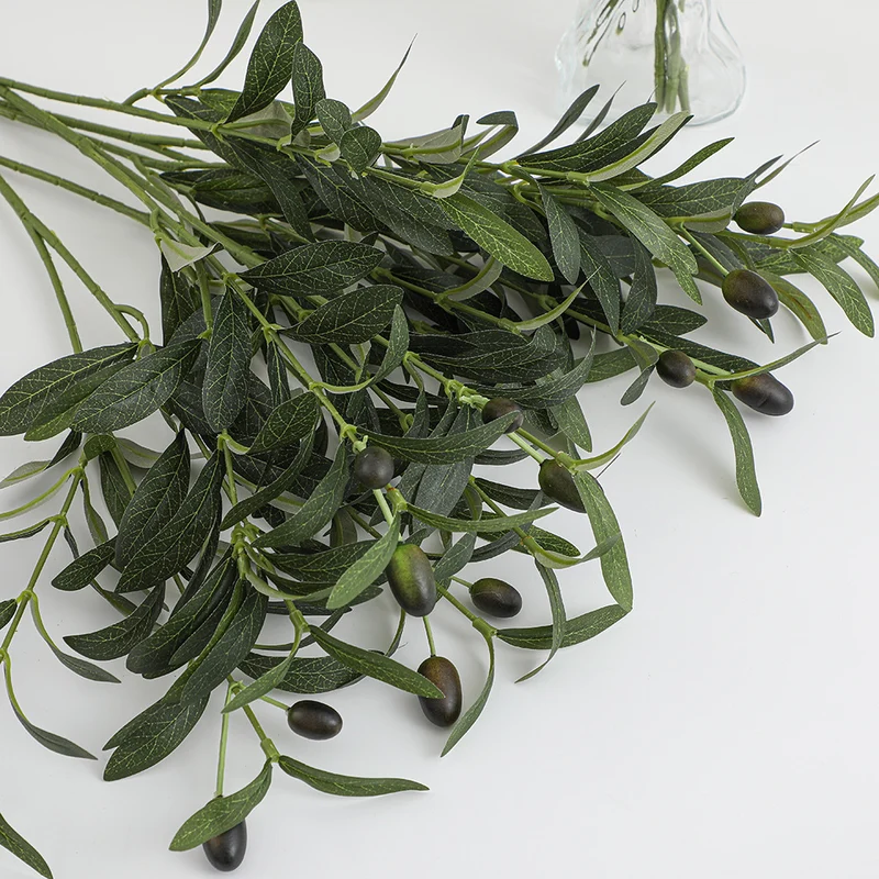 Artificial olive tree branch with detailed leaves and fruits