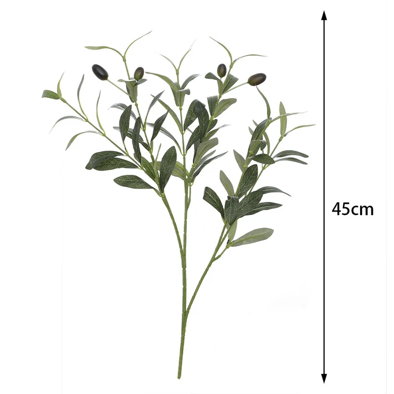 Artificial olive tree branch with detailed leaves and fruits