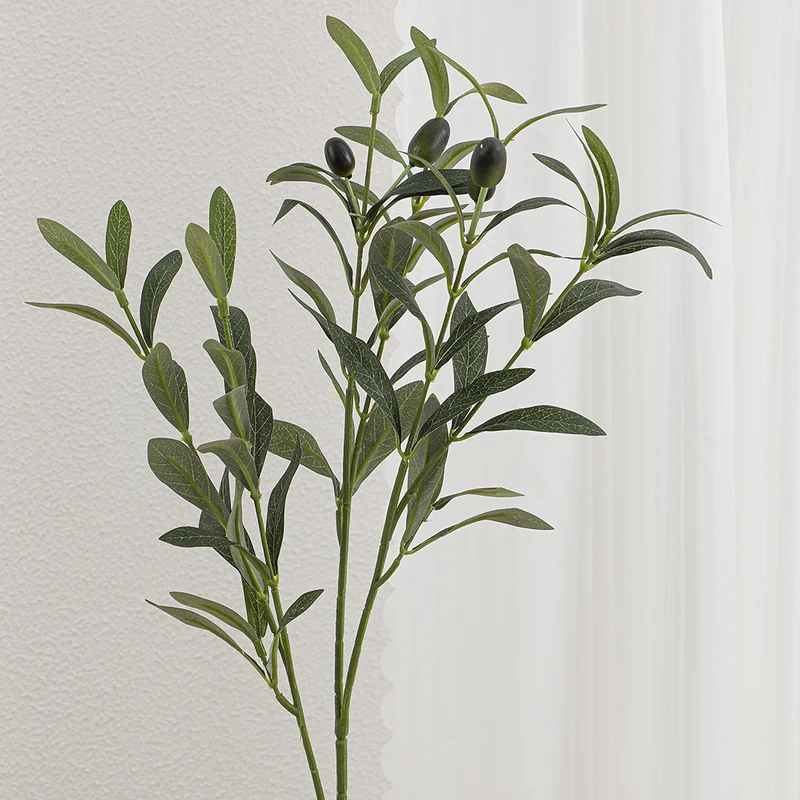 Artificial olive tree branch with detailed leaves and fruits