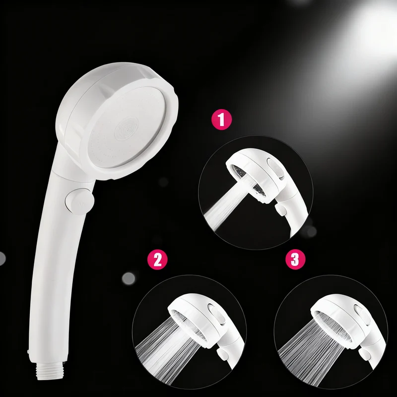 Hand shower with 3 spray types and stop function