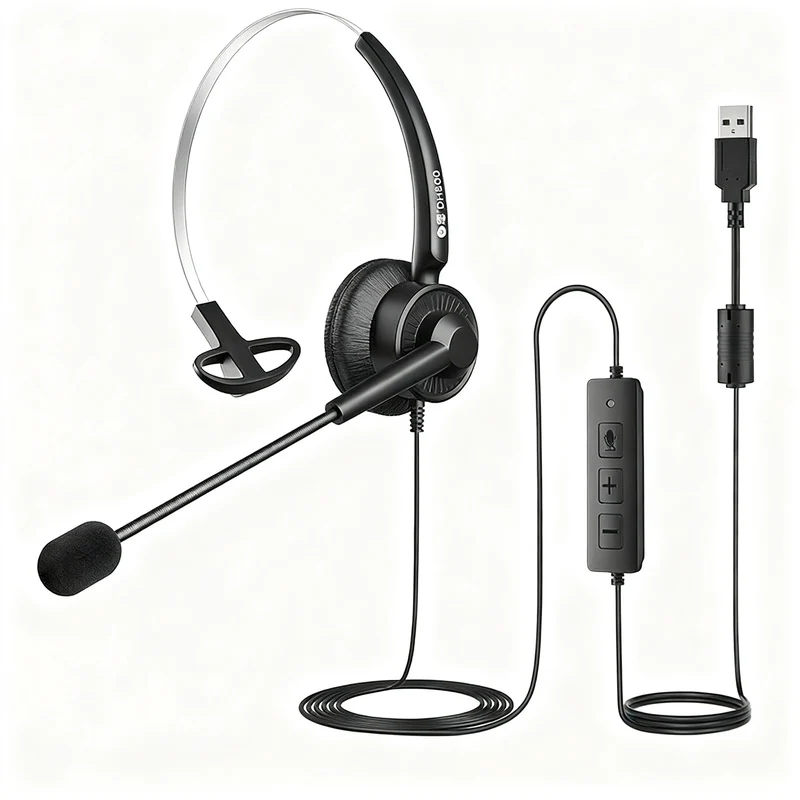 Bai'en DH800 Call Center Agent Telemarketing Outbound Customer Service Headset Computer Mobile Phone Telephone Headset