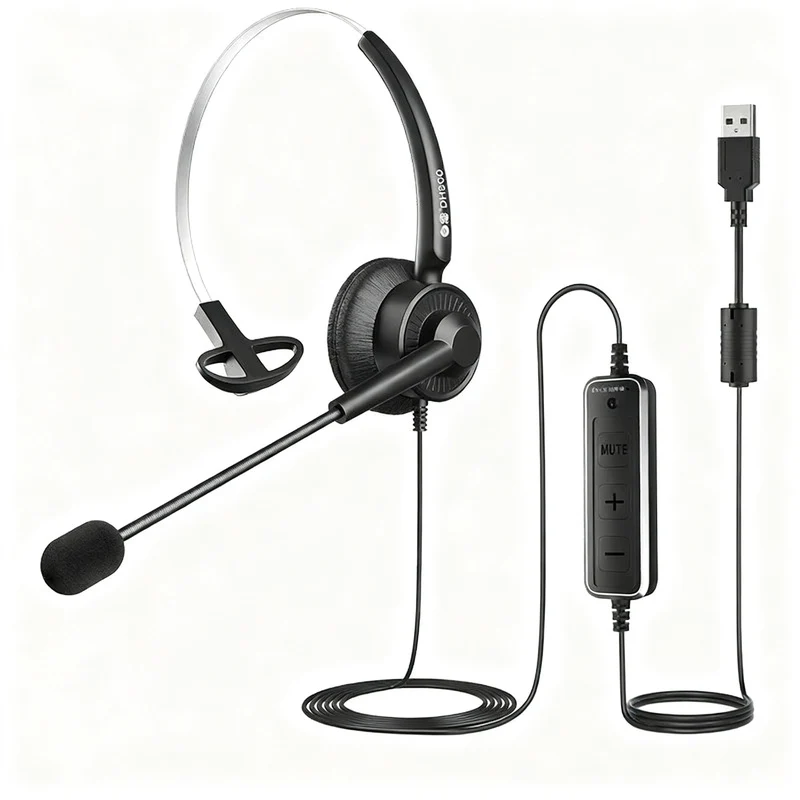 Bai'en DH800 Call Center Agent Telemarketing Outbound Customer Service Headset Computer Mobile Phone Telephone Headset