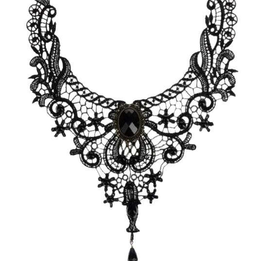 Fabric choker necklace, black, red or white