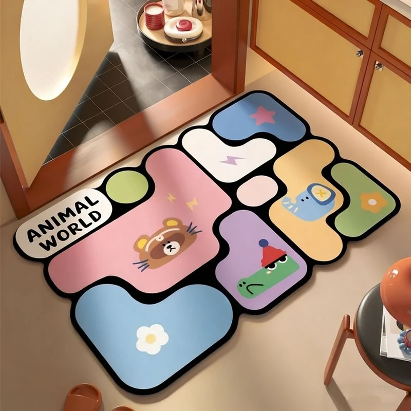 Cartoon doormat made of polyester, washable