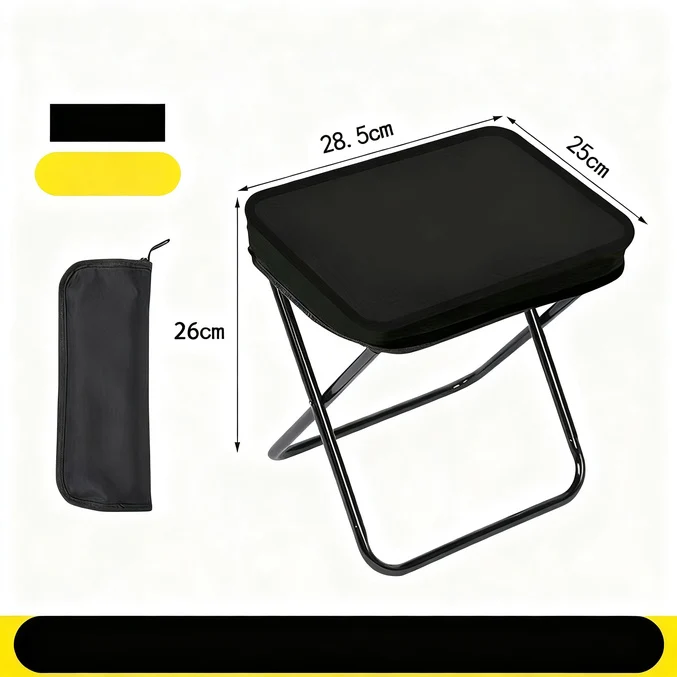 Foldable camping stool, triangular, steel frame