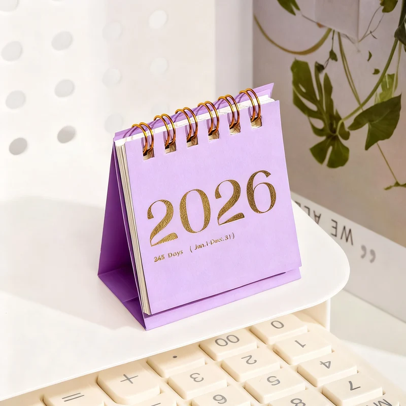 Desk calendar 2026 with roses and butterflies