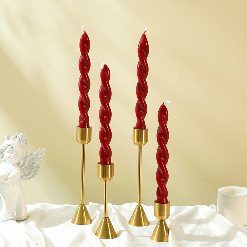 Hand-Poured Twisted Spiral Dinner Taper Candle Set