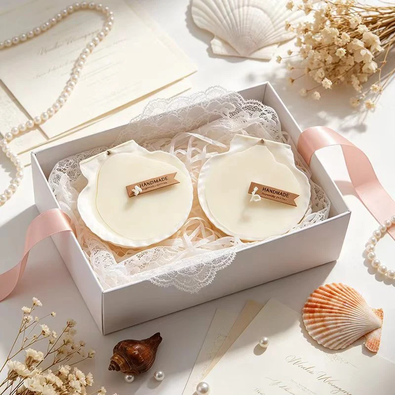 Hand-Poured Soy Wax Seashell Candle in Mother-of-Pearl Shell Bowl