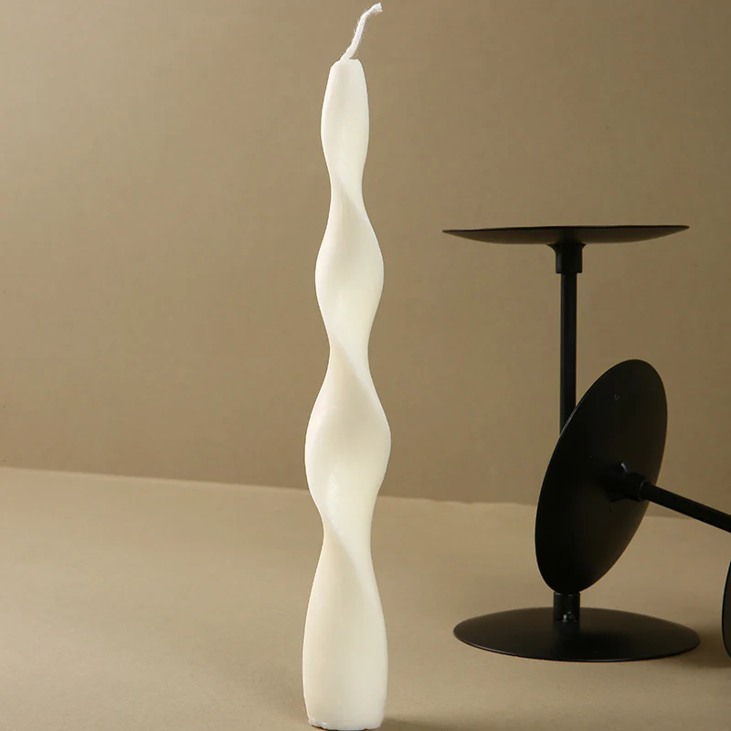 Hand-Poured Sculptural Twisted Taper Candle for Home Decor