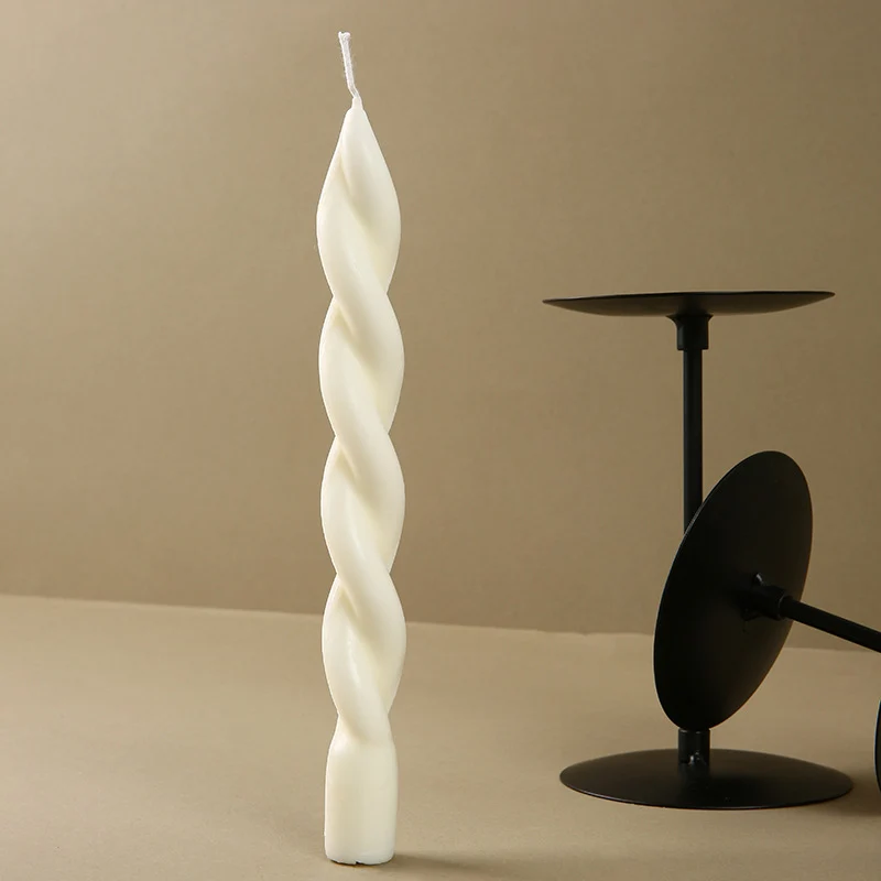 Hand-Poured Sculptural Twisted Taper Candle for Home Decor