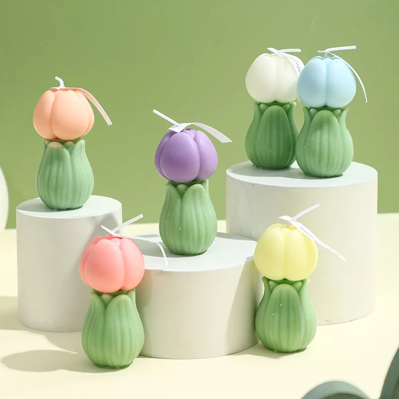 Hand-Poured Sculptural Tulip Bud Decorative Candle