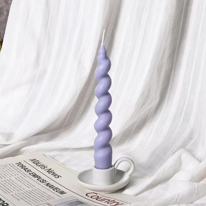 Hand-Poured Sculptural Spiral Taper Candle