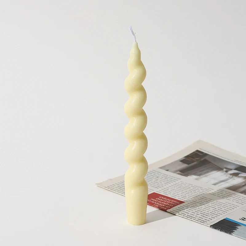 Hand-Poured Sculptural Spiral Taper Candle
