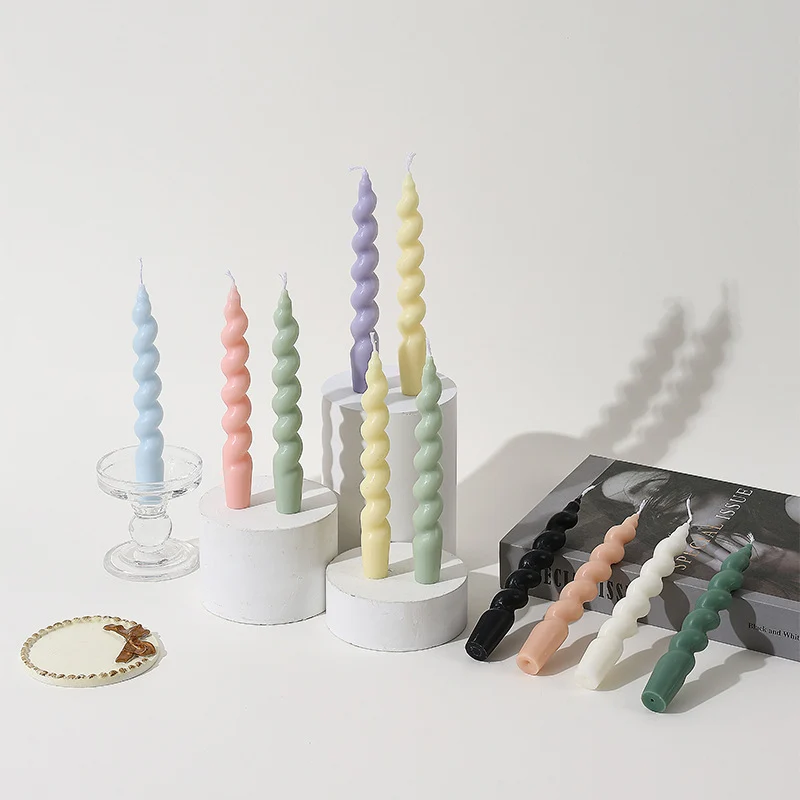 Hand-Poured Sculptural Spiral Taper Candle