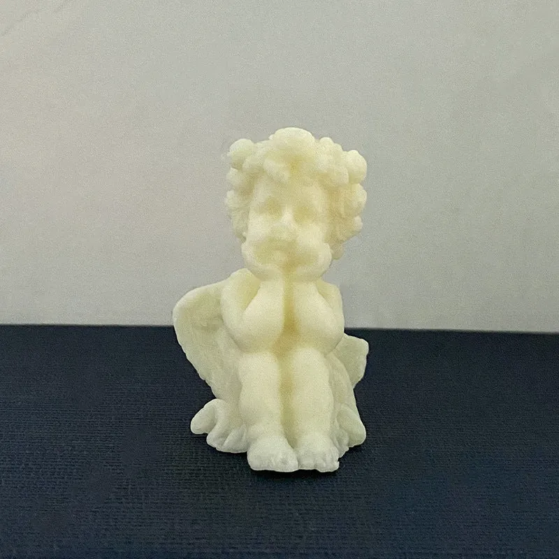 Hand-Poured Sculptural Cherub Angel Decorative Wax Candle