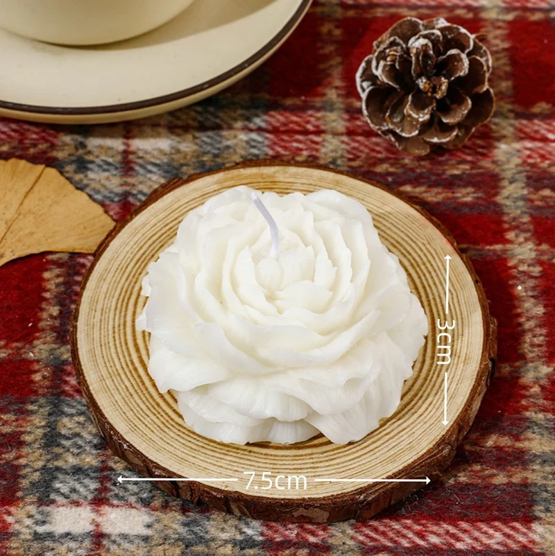 Hand-Poured Rose-Shaped Decorative Soy Tabletop Candle Centerpiece