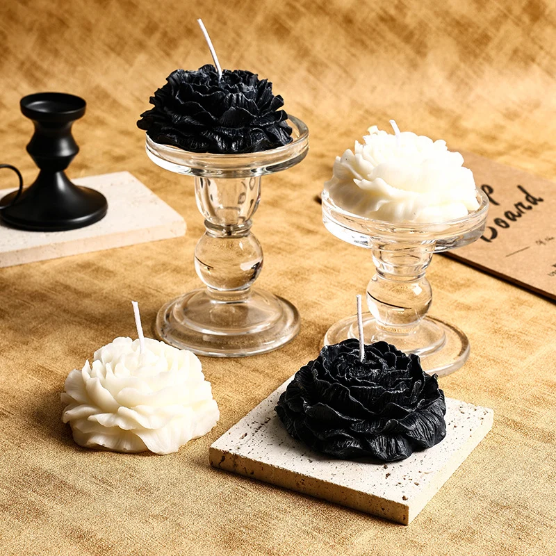 Hand-Poured Rose-Shaped Decorative Soy Tabletop Candle Centerpiece