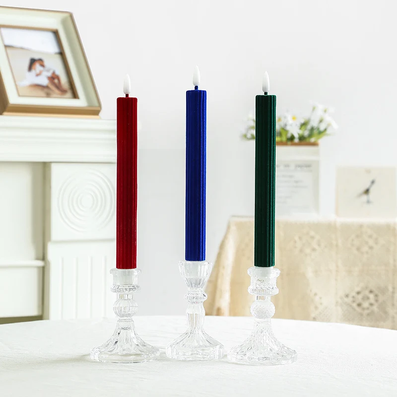 Hand-Poured Ribbed Slow-Burn Dinner Taper Candle Set for Centerpiece Decor