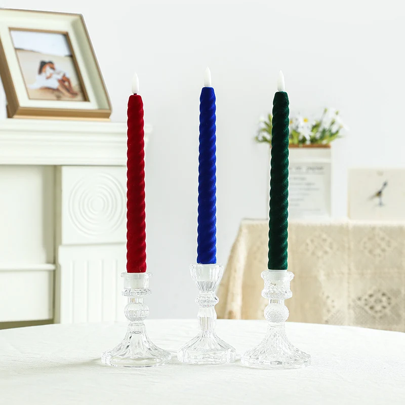 Hand-Poured Ribbed Slow-Burn Dinner Taper Candle Set for Centerpiece Decor