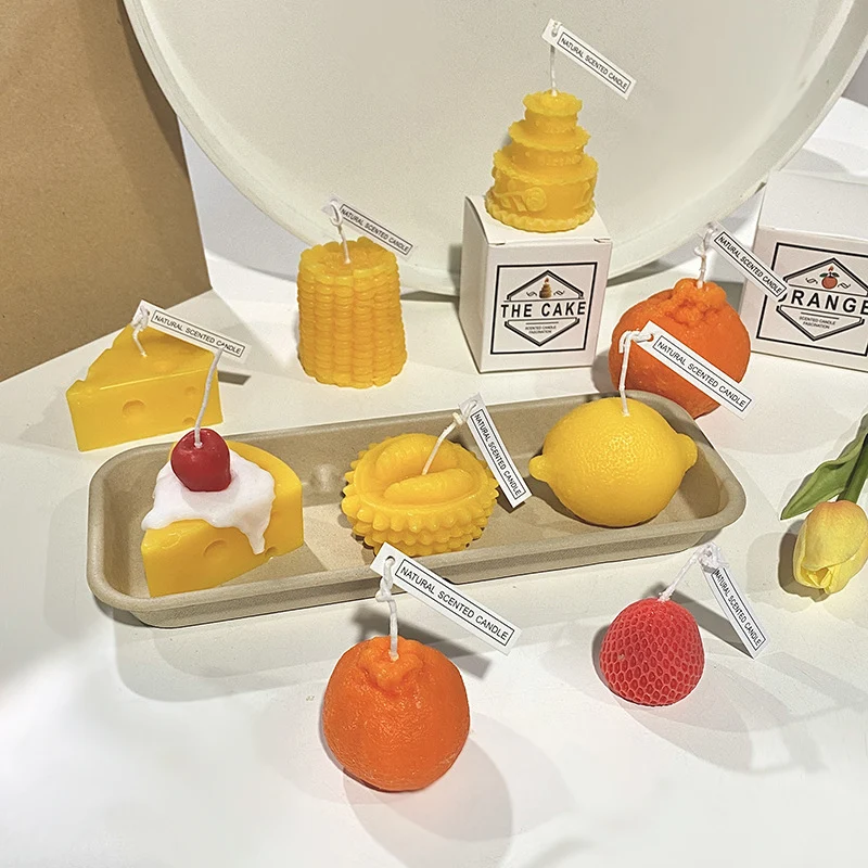 Hand-Poured Realistic Lemon-Shaped Scented Soy Candle with Cotton Wick & Gift Box