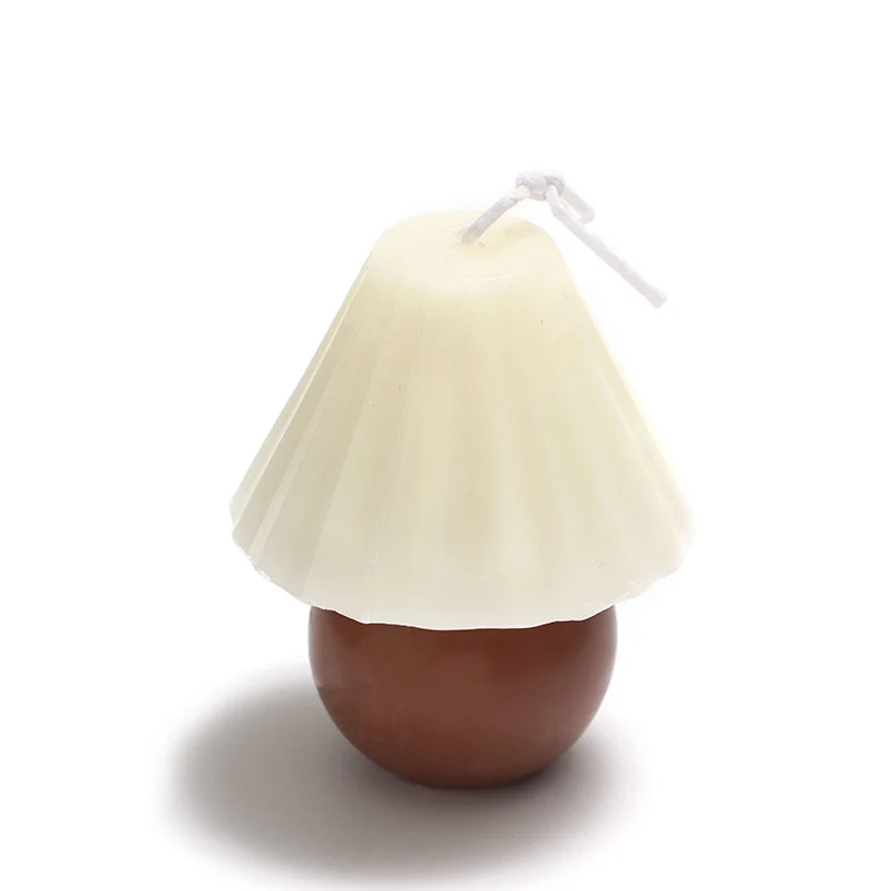 Hand-Poured Mushroom-Shaped Sculptural Soy Candle with Fluted Shade and Rounded Base
