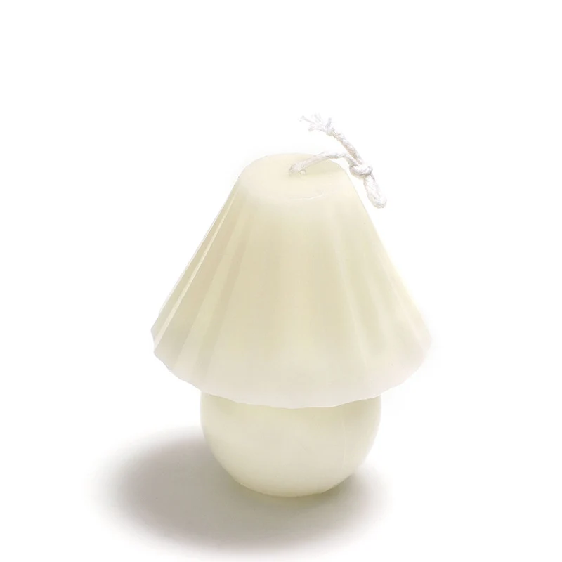 Hand-Poured Mushroom-Shaped Sculptural Soy Candle with Fluted Shade and Rounded Base