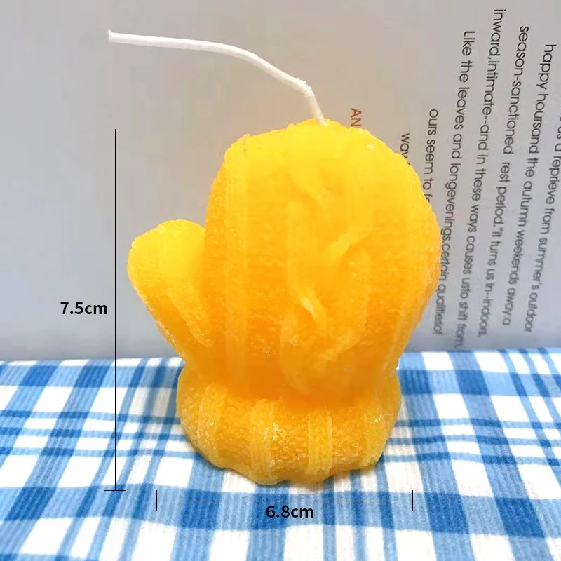 Hand-Poured Mini Cactus Sculptural Wax Candle Tabletop Accent