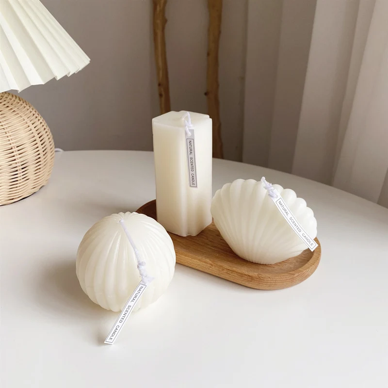 Hand-Poured Geometric Column Scented Soy Pillar Candle