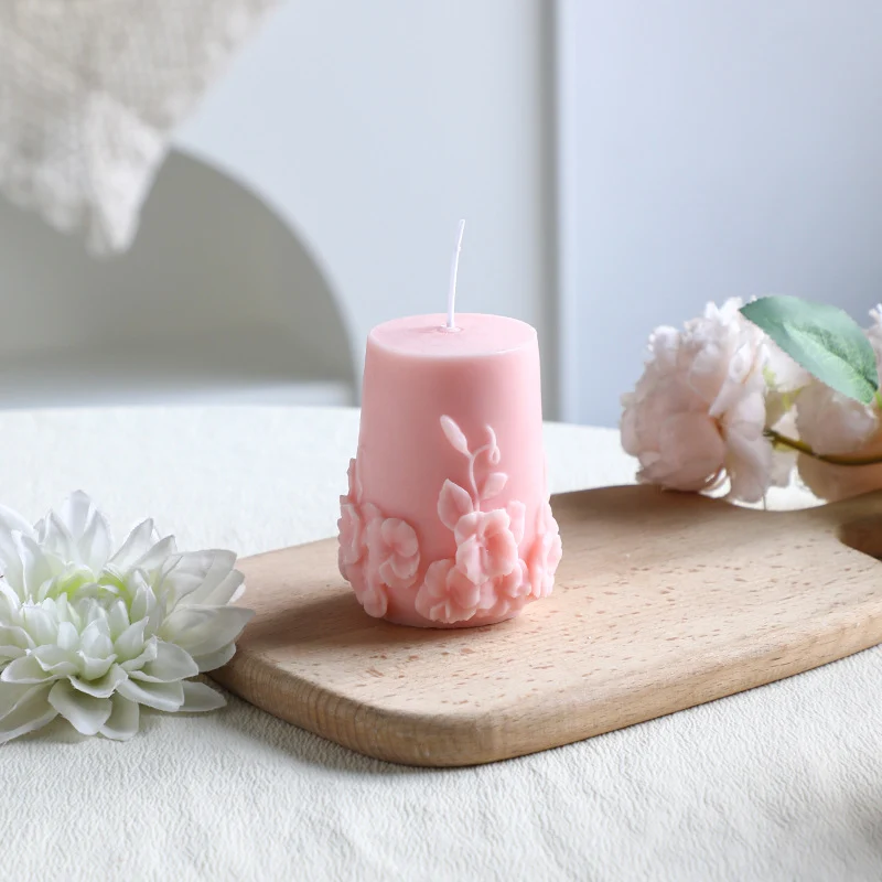 Hand-Poured Floral-Relief Cupcake Decorative Candle