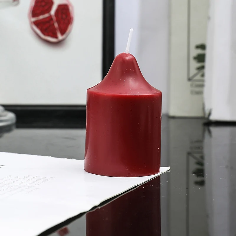 Hand-Poured Decorative Pillar Candle with Sculpted Tapered Top