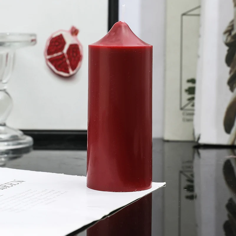 Hand-Poured Decorative Pillar Candle with Sculpted Tapered Top