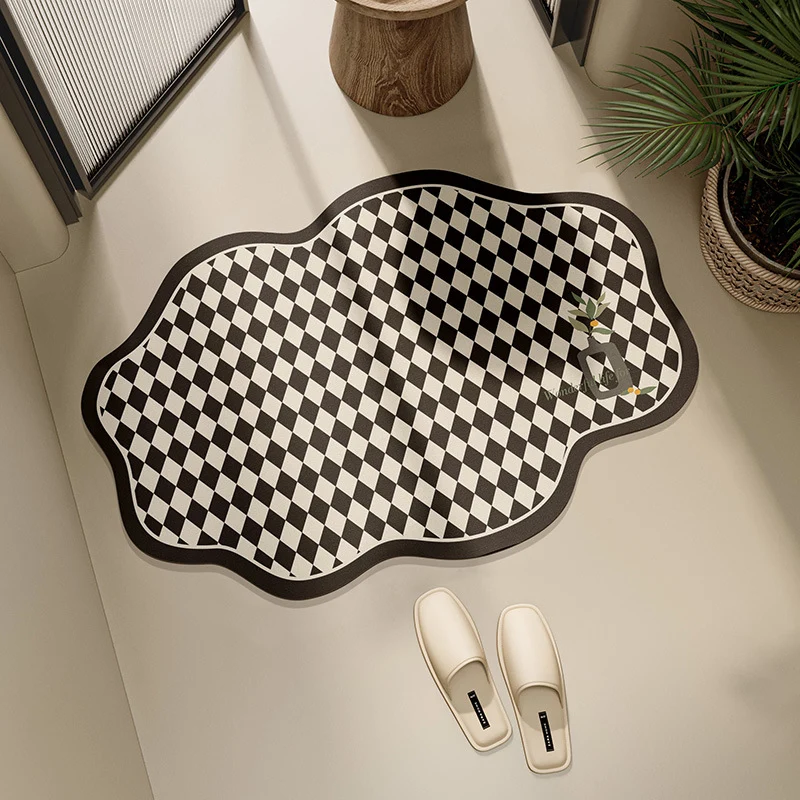 Stylische Schachbrett-Badematte