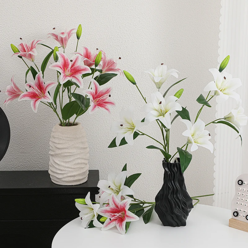 Artificial lily branch with realistic flowers