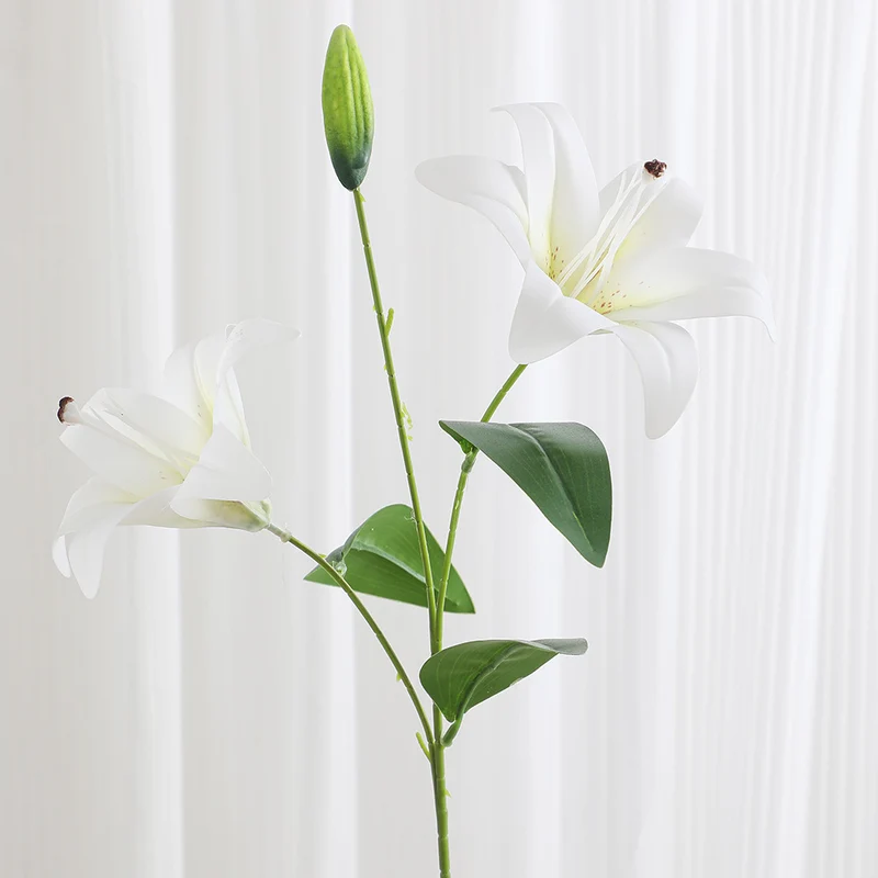 Artificial lily branch with realistic flowers