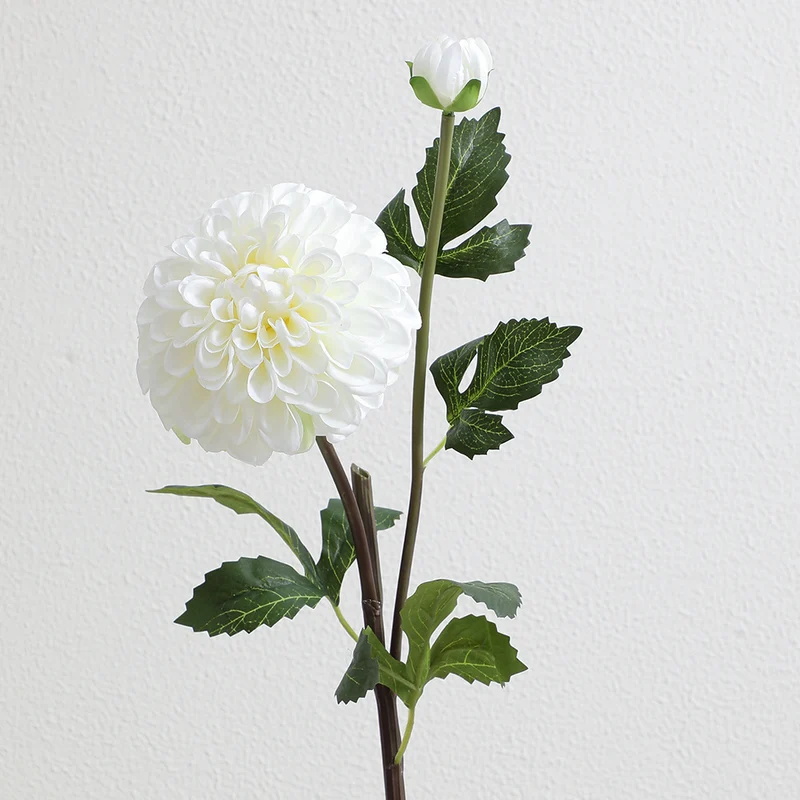 Artificial dahlia flower branch with realistic texture