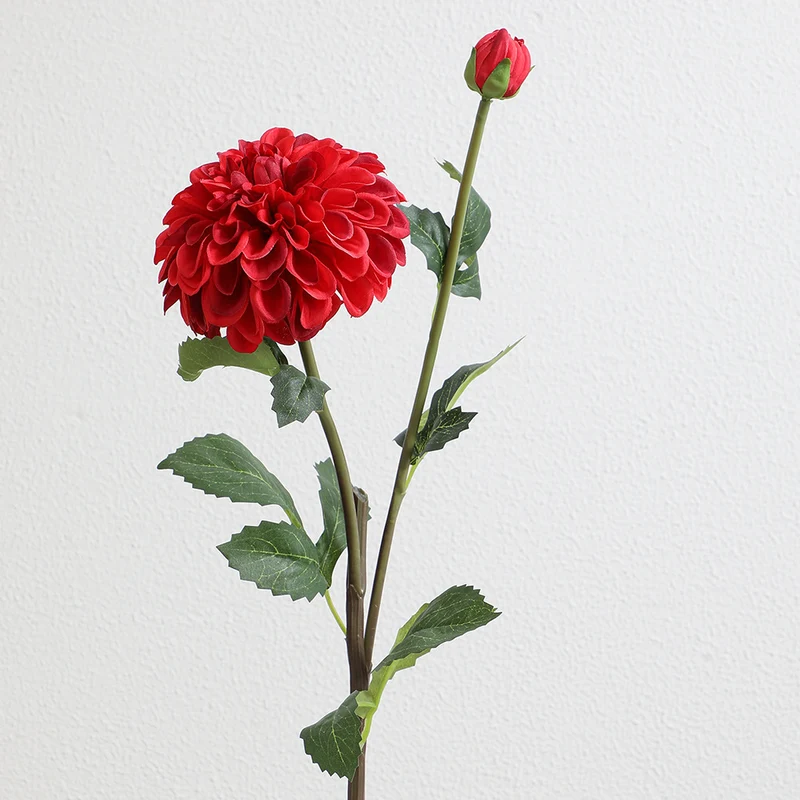 Artificial dahlia flower branch with realistic texture