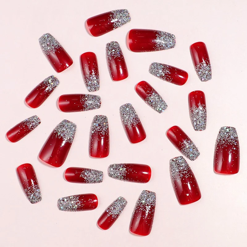 Glitzernde Farbverlauf Press-On Nagelspitzen Karnz