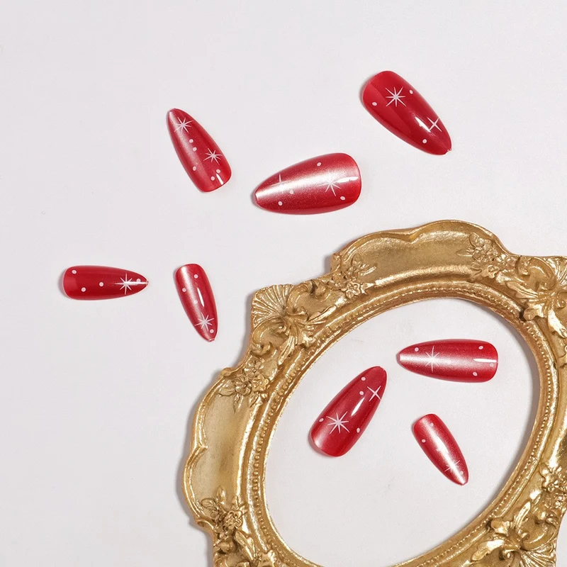 Glitzerndes mandelförmiges Press-On-Nagelset Karnz