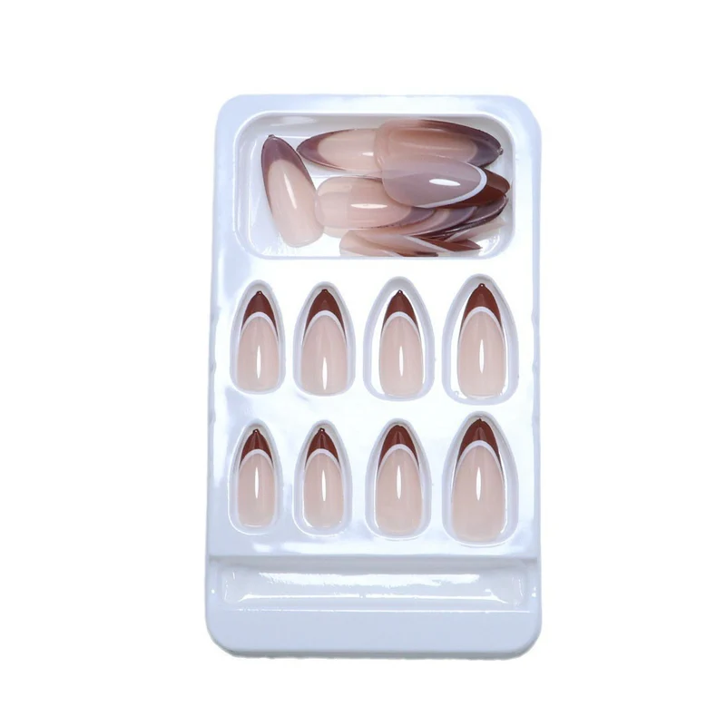 Elegante Stiletto French Tip Press-On Nägel Karnz