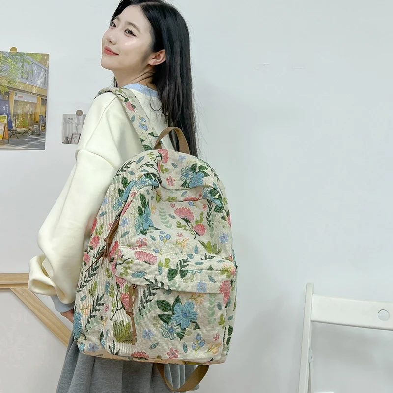 Floral Patterned Canvas Backpack Stornfield