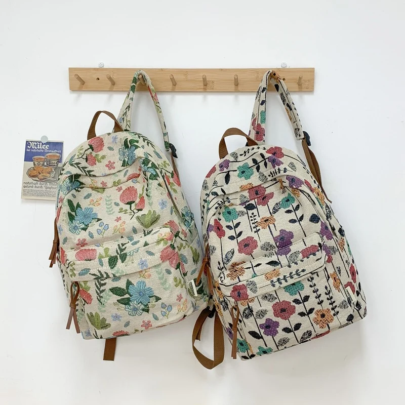 Floral Patterned Canvas Backpack Stornfield