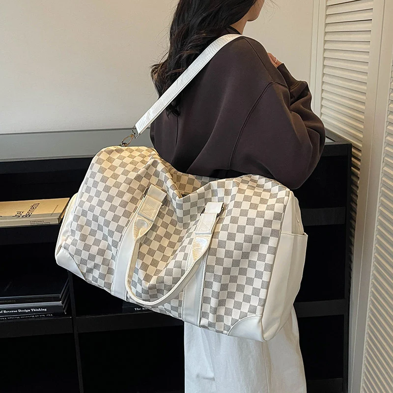 Elegant Checkerboard Travel Duffle Bag Stornfield